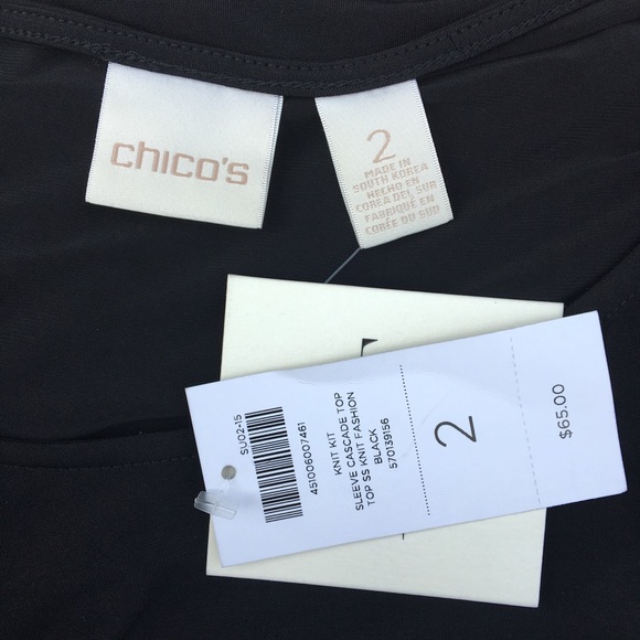 NWT Chico’s Knit Kit Cascade Top blouse black size 2 - Picture 8 of 9